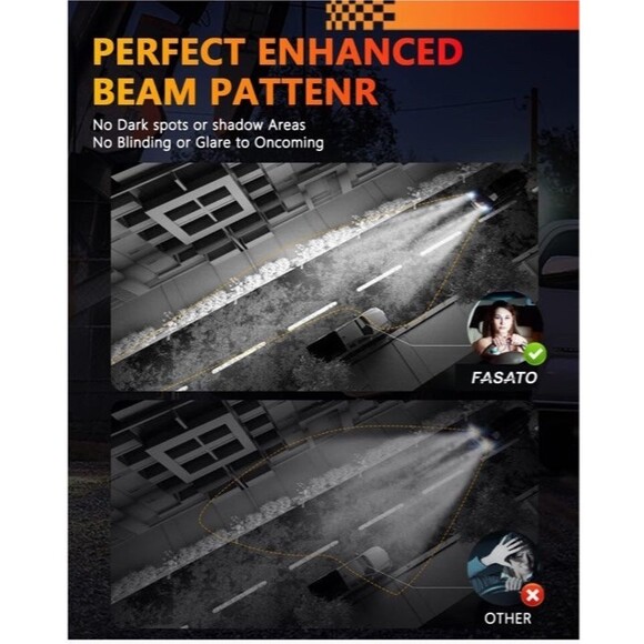 LED Headlights 9006 HB4 LED Headlight Bulbs 600% Brighter LED Low Beam High Beam - Picture 6 of 9